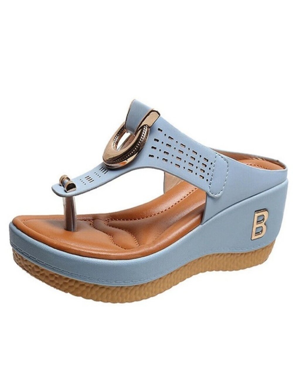 Anti-Slip Women Orthopedic Sandals Casual Beach Comfy Shoes Mid-Wedge Flip Flops - Picture 9 of 16
